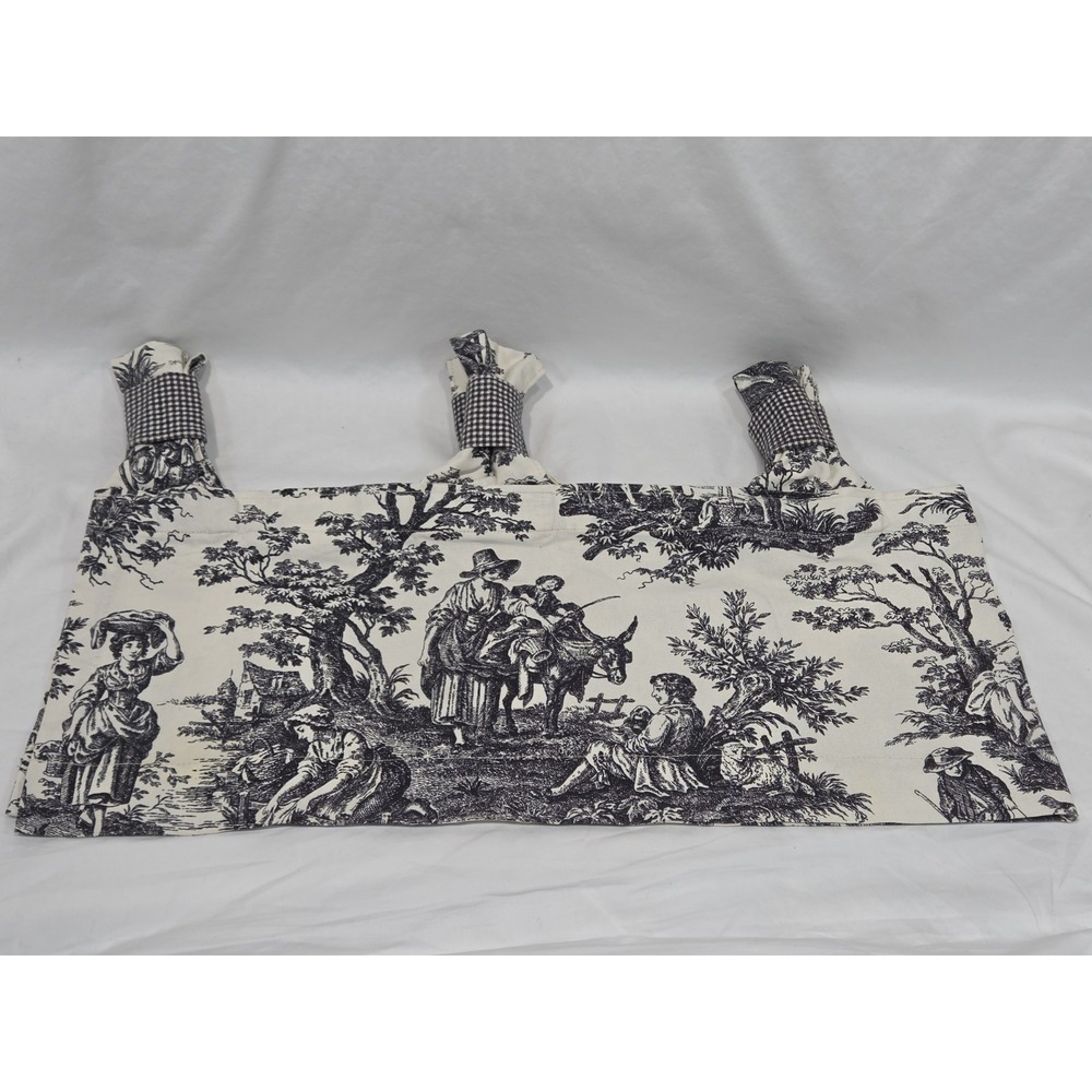 Waverly Country Life Toile Necktie Valance 50x17 Black Cream Country Gingham